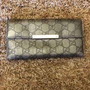 Authentic Gucci Metallic Long Wallet